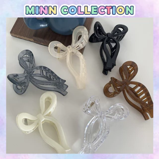 Kẹp Tóc Nữ Cỡ Lớn Trong Suốt Hình Nơ Nhiều Màu Xinh Xắn Thiết Kế Phong Cách Hàn Quốc Minn Collection