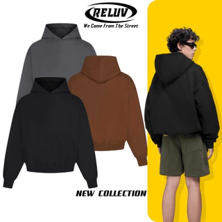 Áo hoodie boxy trơn RELUV Local Brand unisex nỉ ngoại 3 màu - Áo khoác nỉ trơn form croptop nam nữ basic- RELUV.STUDIO