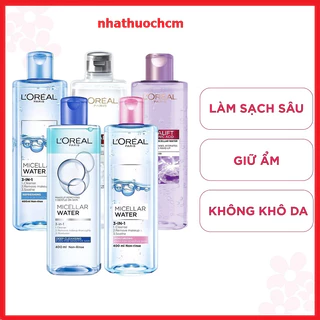 Nước Tẩy Trang L'Oreal Paris 3-in-1 Micellar Water (95ml/400ml) Nước Tẩy Trang  Cho Mọi Loại Da