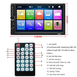 Màn hình 7 inch cho xe ô tô hai din 7 HD màn hình cảm ưng bluetooth Đa phương tiện Có tiếng việt Mẫu 7018B ( giá 1 bộ )