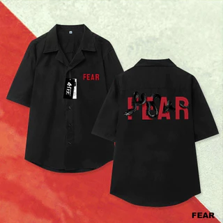 áo sơ mi FEAR CỔ VEST Tay Lỡ Thời Trang Unisex Vải Lụa Chéo