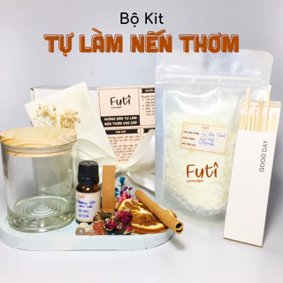 Bộ Kit Tự Làm Nến Thơm Thiên Nhiên, Set Tự Làm Nến Thơm Cốc Thủy Tinh