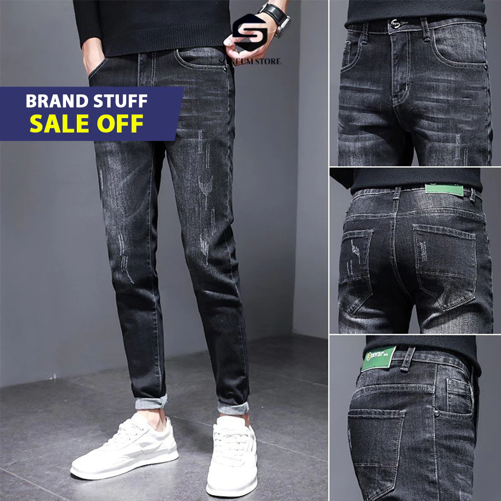 Quần jean nam co giãn 4 chiều, có Big size 28-36 quần bò màu đen trơn dáng ôm