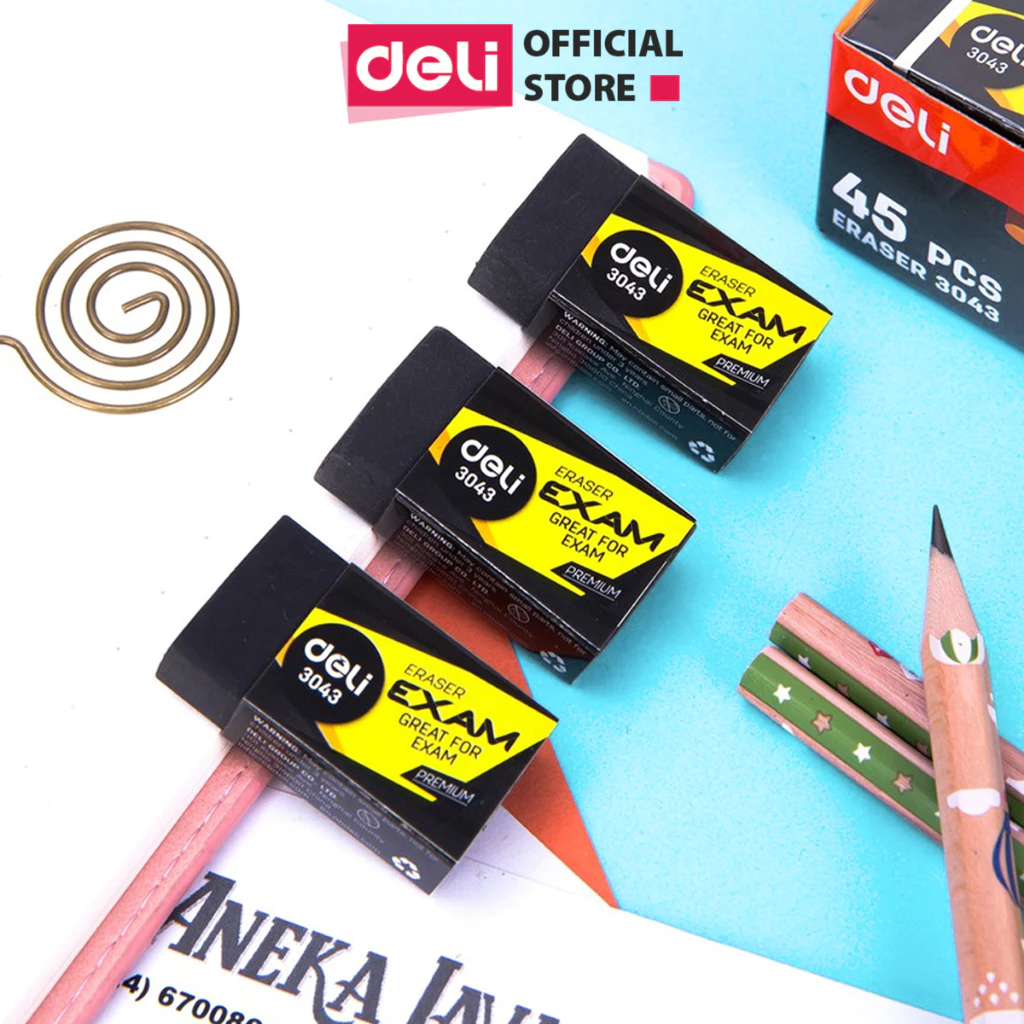 Gôm Tẩy Chì 2B / 4B Deli Màu Đen Tẩy Sạch Ít Vụn Tẩy Nhỏ Gọn - Phù Hợp Học Sinh, Sinh Viên, Văn Phòng Vẽ Thi Trắc Nghiệm