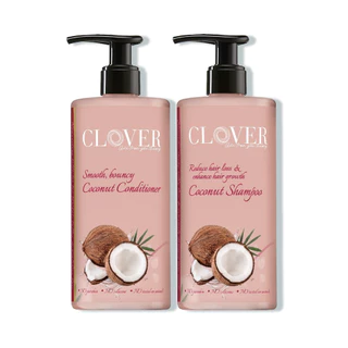 Combo DẦU GỘI - DẦU XẢ Clover size vừa (tinh dầu Dừa thiên nhiên,kích thích mọc tóc, dưỡng ẩm, phục hồi hư tổn)