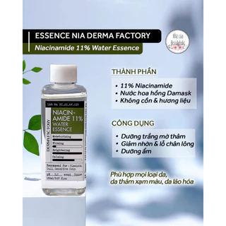 Nước dưỡng trắng da DERMA FACTORY NIACINAMIDE 11% WATER ESSENCE