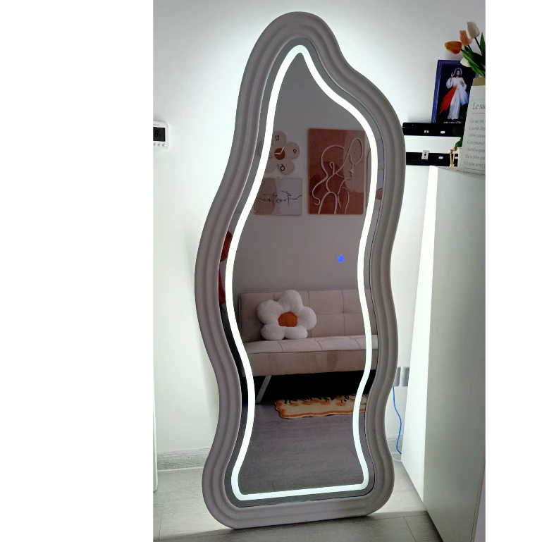 Gương lượn sóng phun cát, Gương decor phòng gương soi toàn thân gương lượn sóng cá heo