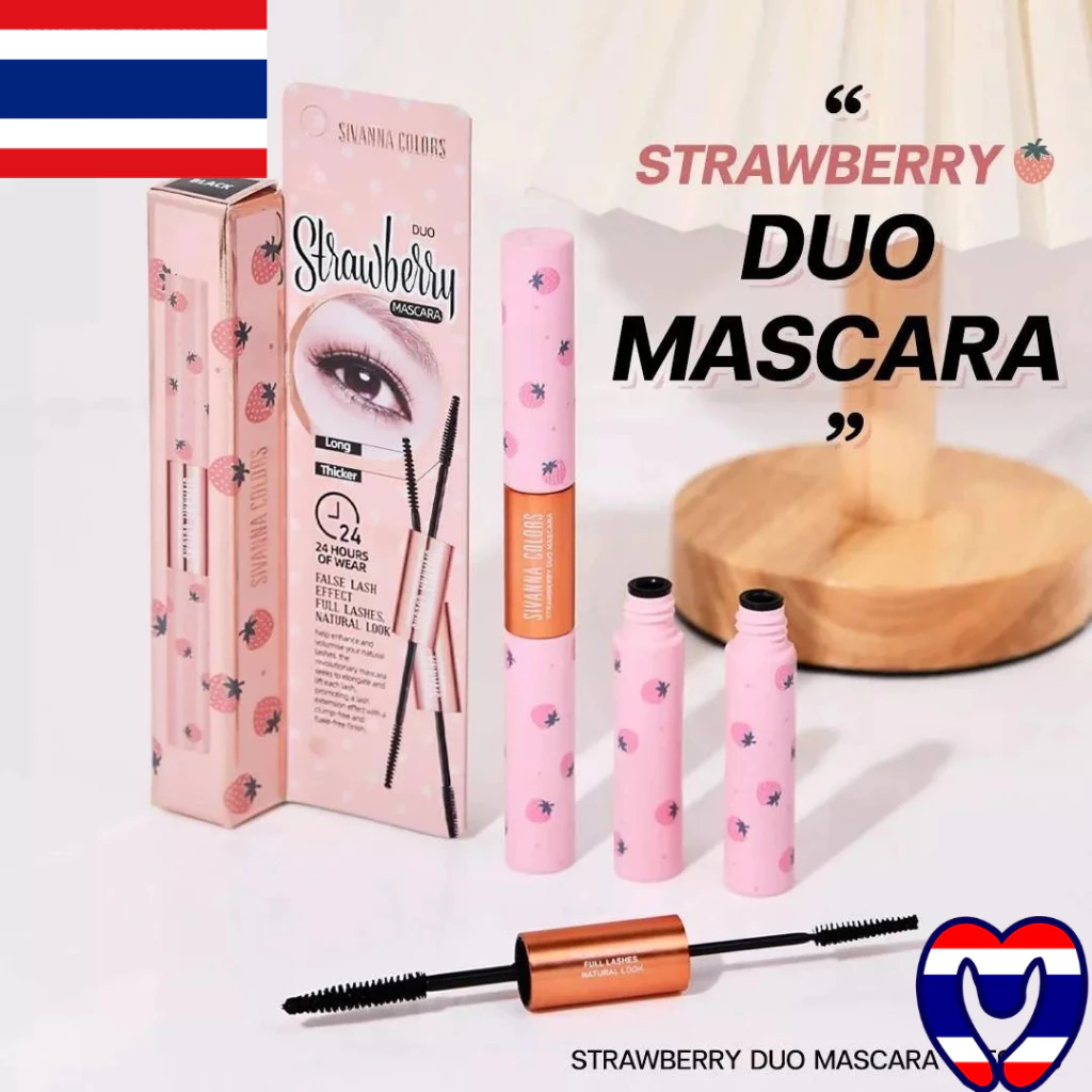 Mascara 2 đầu có sợi lash nối mi dài Sivanna Colors Strawberry - Thái Lan