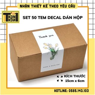 [SẴN] Set 50 Tem Thank You Size 15x6 cm Decal Dán Hộp Carton, Tem Dán Niêm Phong Hộp - Cảm Ơn Khách Hàng - MS08