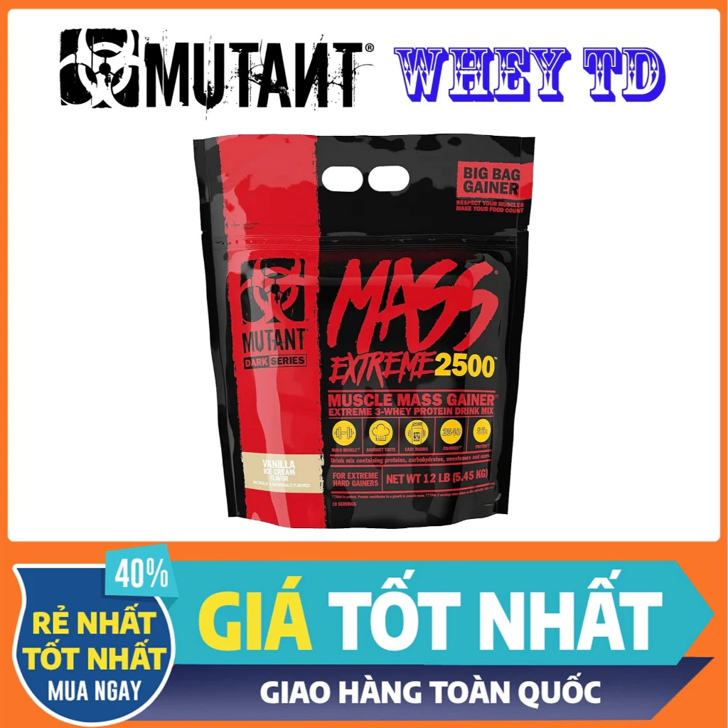 Mutant Mass XXXTreme 2500 12Lbs 5.45KG - Sữa tăng cân tăng cơ bổ sung protein