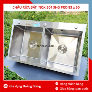 Chậu rửa bát Sơn Hà SHG pro 8350C 2 hố cân inox 304