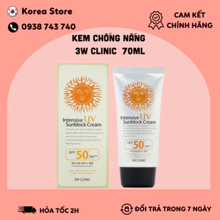 Kem chống nắng 3W Clinic Intensive UV Sunblock Cream SPF 50 PA+++ 70ML