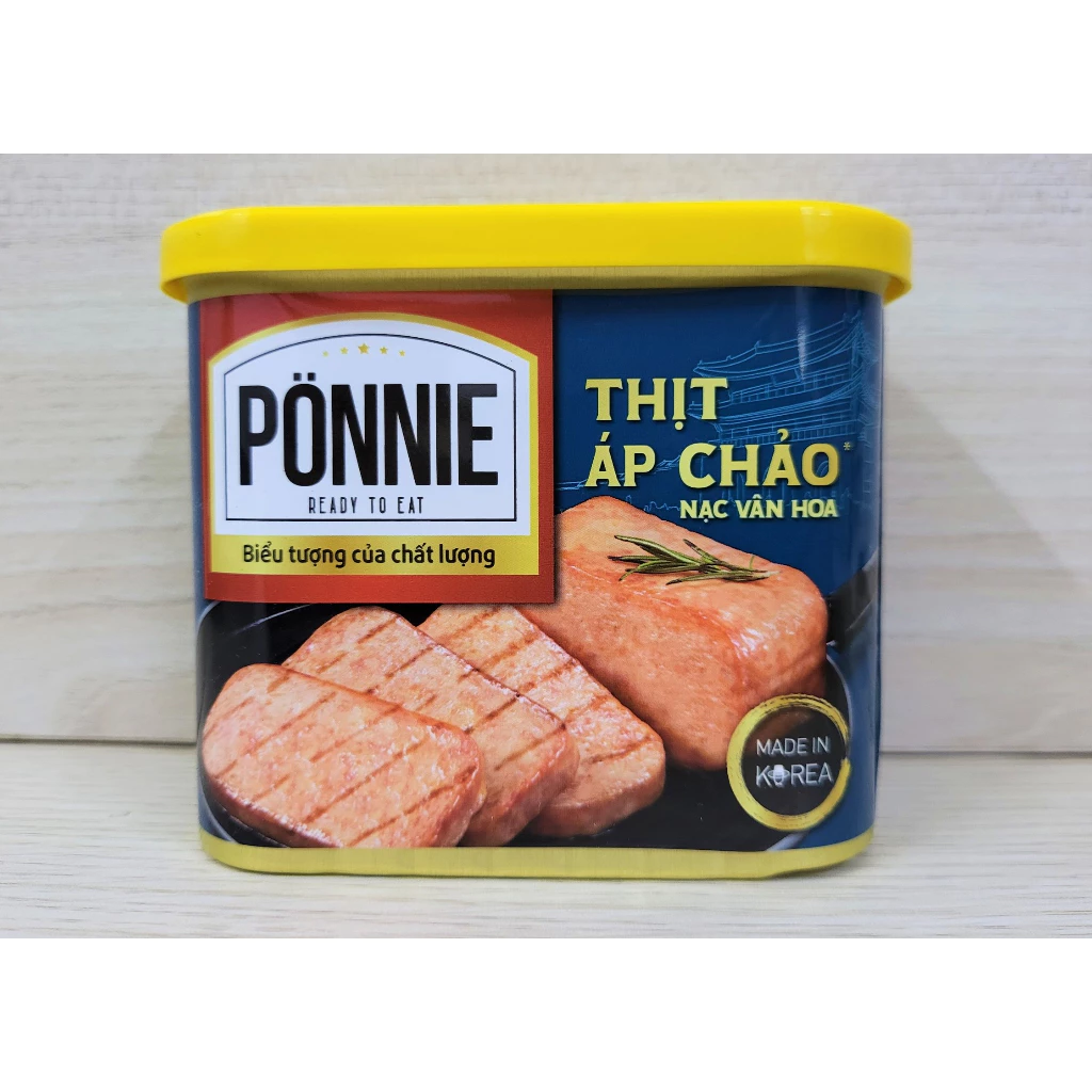 PONNIE (HỘP LỚN 340g) THỊT ÁP CHẢO NẠC VÂN HOA Canned Meat