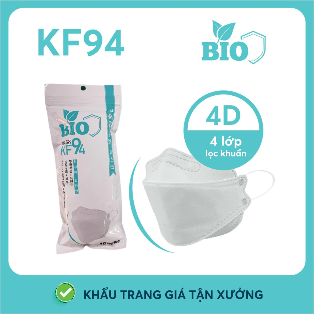 Khẩu Trang 4D Mask KF94 Kháng Khuẩn  Hàng 4 Lớp Fom Chuẩn ôm Sát Được Kiểm Tra Hàng