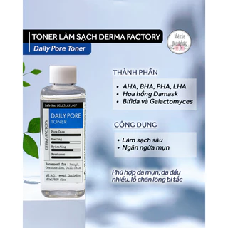 Toner làm sạch DERMA FACTORY DAILY PORE TONER