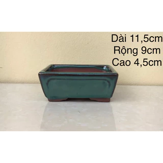 chậu gốm chữ nhật men xanh trồng sen đá cây bonsai mini HB 19