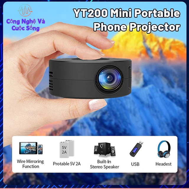 Máy Chiếu Mini YT200 Di Động Tiện Lợi Cho Bé