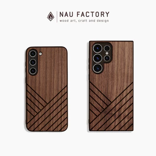 Ốp lưng gỗ walnut khắc laser tô màu thủ công Samsung S21/S22/S23/Note10/20 Plus Ultra NAU FACTORY - Geometrics