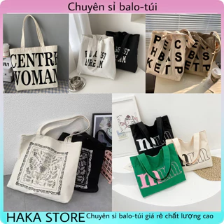 Sỉ Túi tote túi vải canvas phong cách Hàn quốc, có khóa miệng ngăn phụ bên trong thời trang ulzzang-Haka store