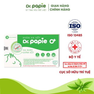 Khăn Lau Hạ Sốt Dr Papie 0M+ Thải Nhiệt Hạ Sốt Chuẩn Nhi Khoa, Ngăn Ngừa Co Giật Cho Bé Hộp 5 Gói x 5 Khăn/Gói