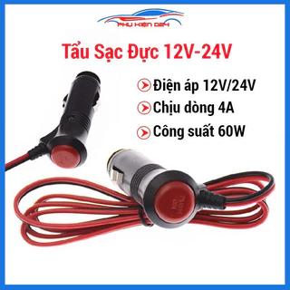 Tẩu sạc đực lấy nguồn 12-24VDC/4A 60W - có công tắc đèn led