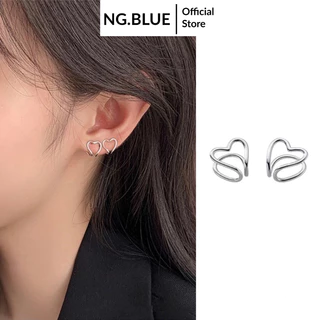 Khuyên tai kẹp vành hình trái tim bạc cho nữ đơn giản phong cách Hàn Quốc bông tai kẹp vành xinh xắn không cần xỏ lỗ