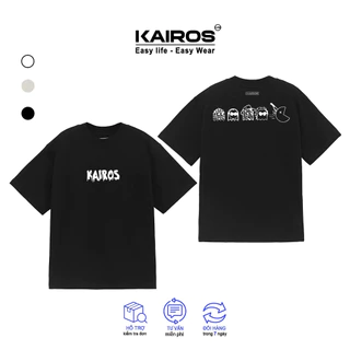 Áo form rộng nam kairos form rộng tay lỡ chất cotton local brand cổ tròn bo cổ dệt mẫu pacman tee