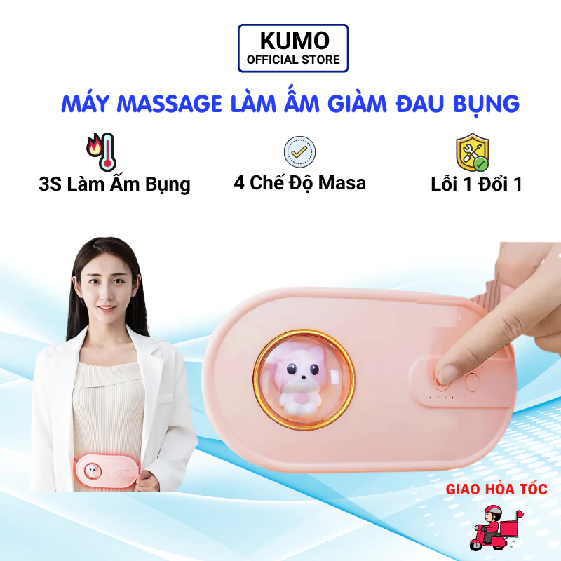 Máy Massage Bụng Kinh Kumo Đai Đeo Làm Ấm Giảm Đau Cho Phụ Nữ Đến Kì