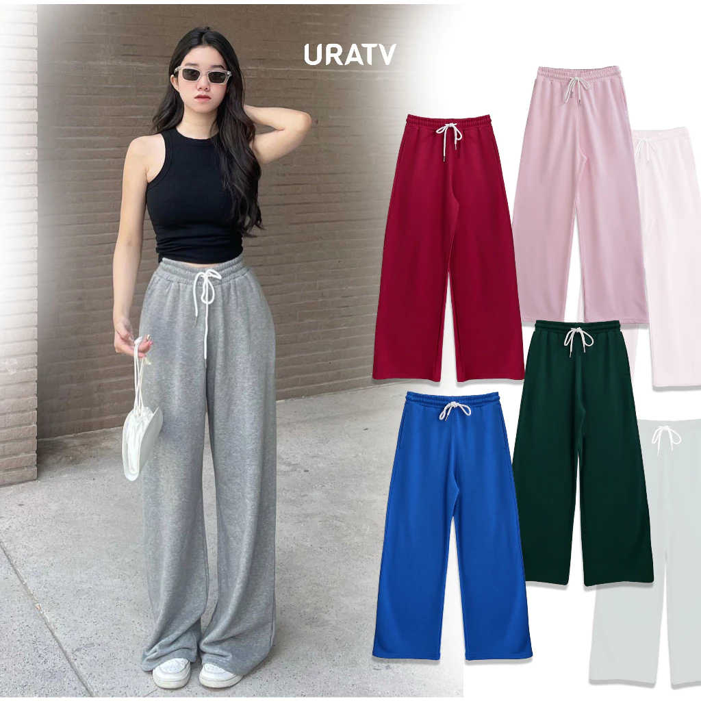 Quần jogger nữ ống rộng dáng dài