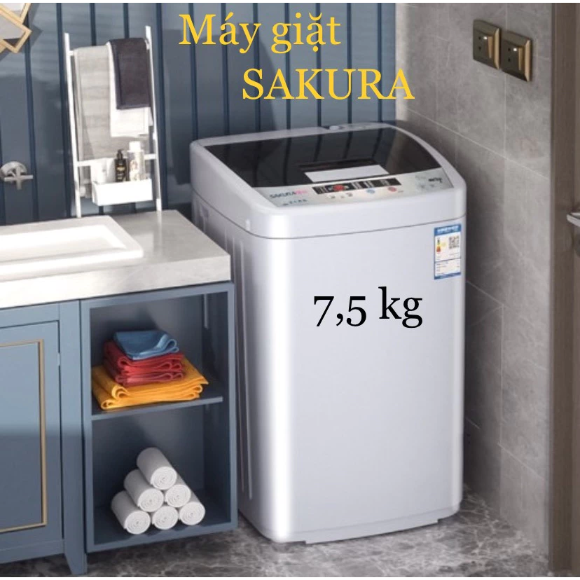[ TIẾNG VIỆT ] Máy giặt mini SAKURA 7,5kg Tự động 100%, với 3 chế độ giặt, vắt, sấy - có thể giặt đồ cho khoảng 5 người