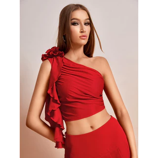 [ORDER WEB]Áo croptop lệch vai hoa 3D siêu hot(đọc kỹ phần mô tả sp trước khi od ạ)