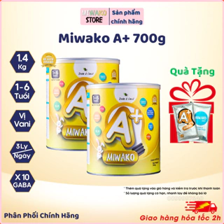 Sữa Hạt Miwako A+ Vị Vani x2 Hộp (1.4Kg), Sữa Miwako Hữu Cơ Giúp Bé Phát Triển Trí Não Chiều Cao Tặng Kèm Quà