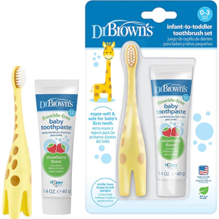 Bàn chải + kem đánh răng 0-3Y DrBrown's Infant To Toddler Toothbrush