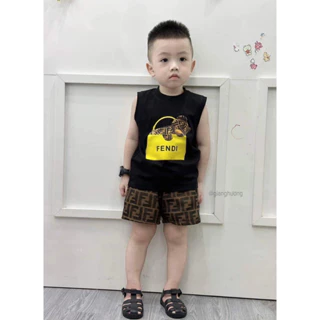 Bộ quần áo tank top bé trai FD túi vàng cho bé , set áo ba lỗ quần short trẻ em , Kid_genz