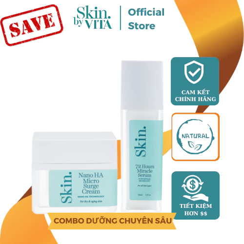 Bộ sản phẩm dưỡng ẩm chuyên sâu, chống lão hóa Skin by VITA chiết xuất 100% tự nhiên