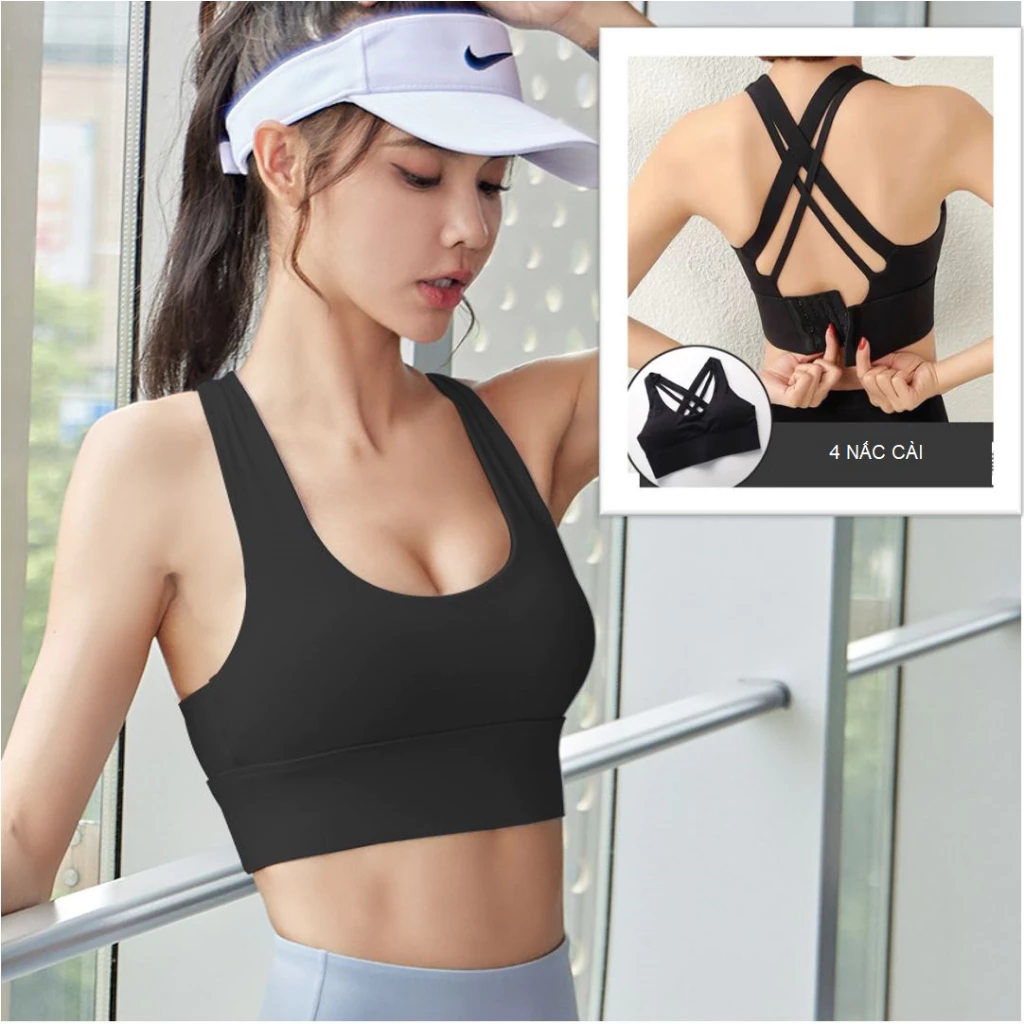 Áo Bra Tập Gym Yoga Nâng Ngực Peach MT20, Áo Ngực Thể Thao, Đạp Xe, Chạy Bộ Dây Chéo Lưng Nhiều Nấc Cài