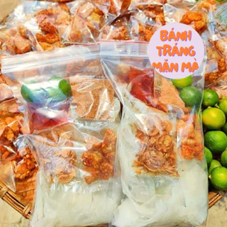 Bánh Tráng Phơi Sương Dẻo Xé Rìa Trộn Tóp Mỡ Sate Tắc Muối Tây Ninh Túi Zip Kèm Đũa Tiện Dụng