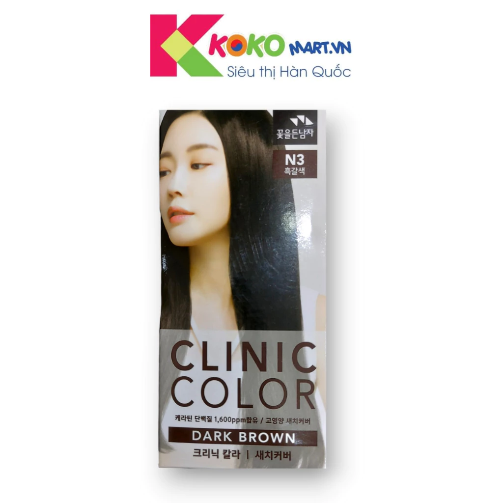 Thuốc nhuộm tóc màu nâu đen dark brown Hàn Quốc Clinic Color