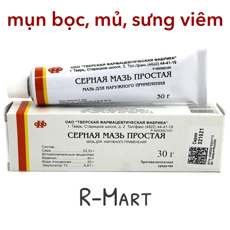 Kem mụn lưu huỳnh Cephar, kem bôi chấm mụn Cephar của Nga 30ml