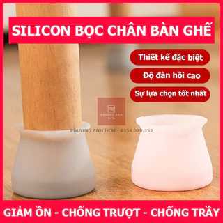 Set 4 chiếc vỏ bọc chân bàn ghế bằng silicon dày co giãn chống xước sàn