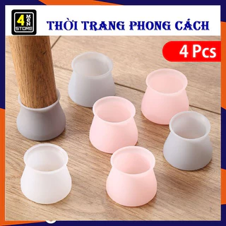 Set 4 chiếc vỏ bọc chân bàn ghế bằng silicon dày co giãn chống xước sàn