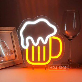 Đèn led neon hình Ly Bia, Decor trang trí quán bia, phòng bar tiện dụng