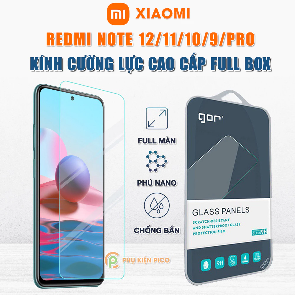 Kính cường lực Xiaomi Redmi Note 10 / Note 12 Pro / Note 13 Pro full màn chính hãng Gor - Dán màn hình Redmi Note 11 Pro