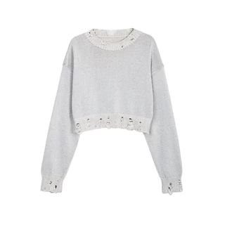 Áo sweater dệt kim unisex ánh bạc