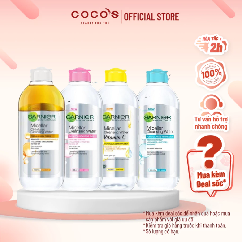 Nước tẩy trang Garnier Micellar Water dành cho mọi loại da 400ml / 125ml