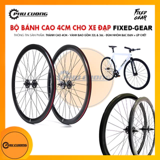 Bộ bánh xe đạp Fixed-Gear cao 4cm - HUB bạc đạn cực mượt + Kèm líp