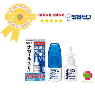 Xịt xoang mũi Sato Nazal, Nhật Bản (30ml) giảm ngạt mũi cho người lớn và trẻ em trên 7 tuổi