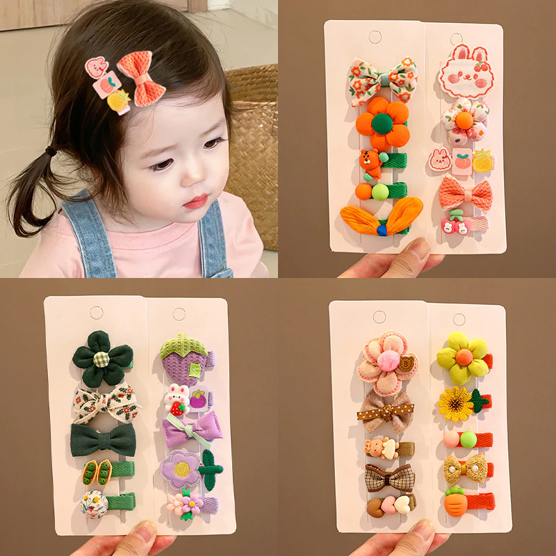 Set cài tóc cho bé Anniebaby 5 kẹp tóc siêu xinh hình hoa hình nơ cặp tóc cho bé dễ thương phong cách Hàn Quốc PK23015