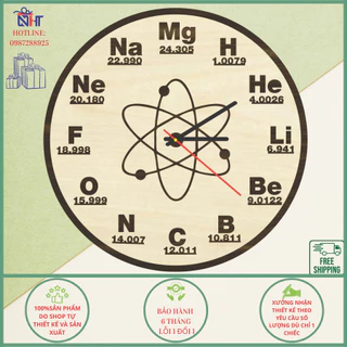 Đồng Hồ Treo Tường Công Thức Hoá Học ,Hình Nguyên Tố Hoá Học Độc Đáo...Bằng Gỗ