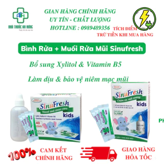 Combo Bình Rửa + Muối Rửa Mũi SinuFresh Kisd Của Cát Linh - Thành Phần Tự Nhiên Chăm Sóc Mũi Xoang Cho Bé Từ 1 Tuổi